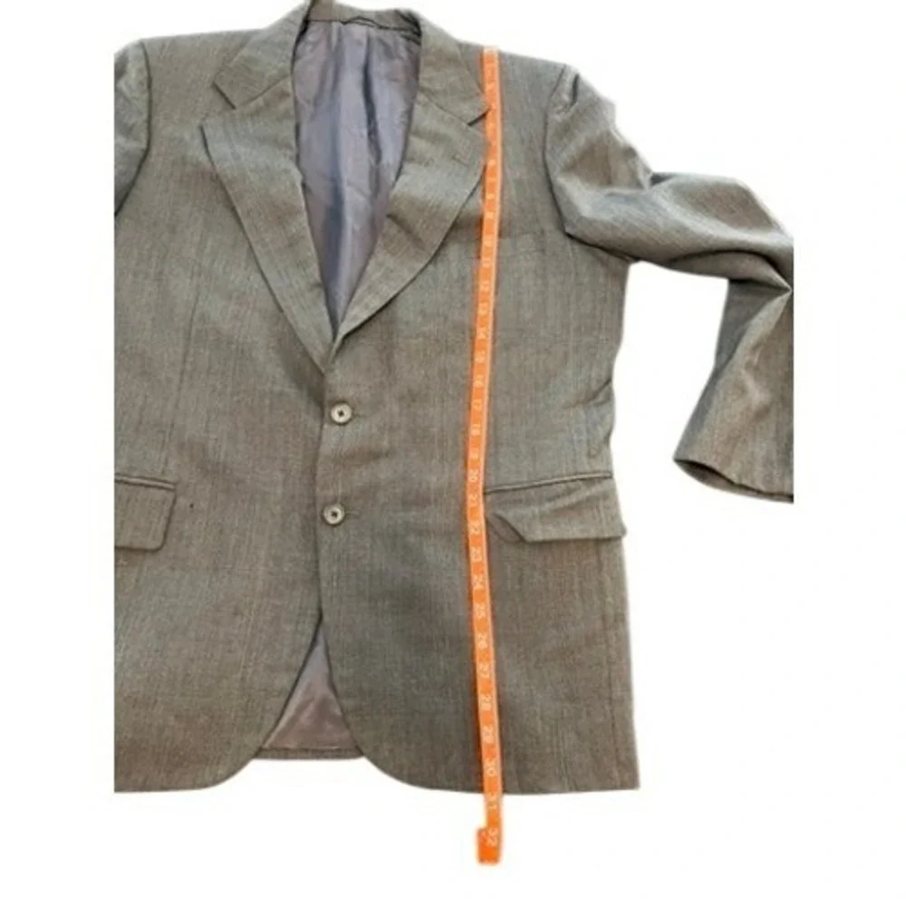Tom James Mens Grey Glen‎ Plaid 100% Pure Wool 2-Button Blazer Sport Coat